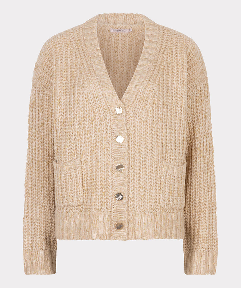 OVERSIZED LUREX CARDIGAN LIGHT SAND