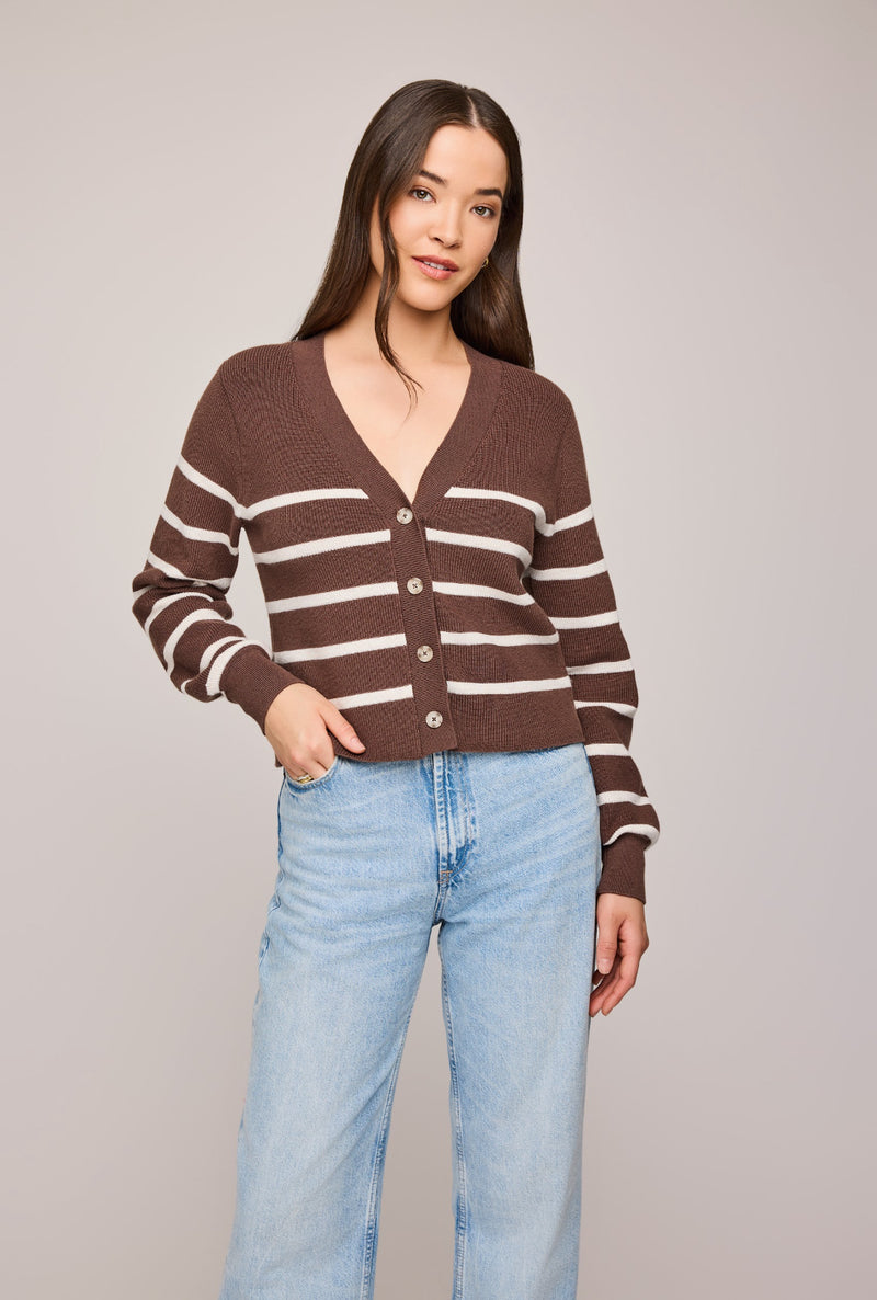 EDEN CARDIGAN BRUNETTE STRIPE