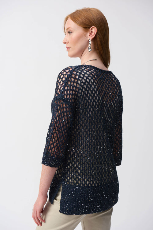 OPEN STITCH SEQUIN SWEATER