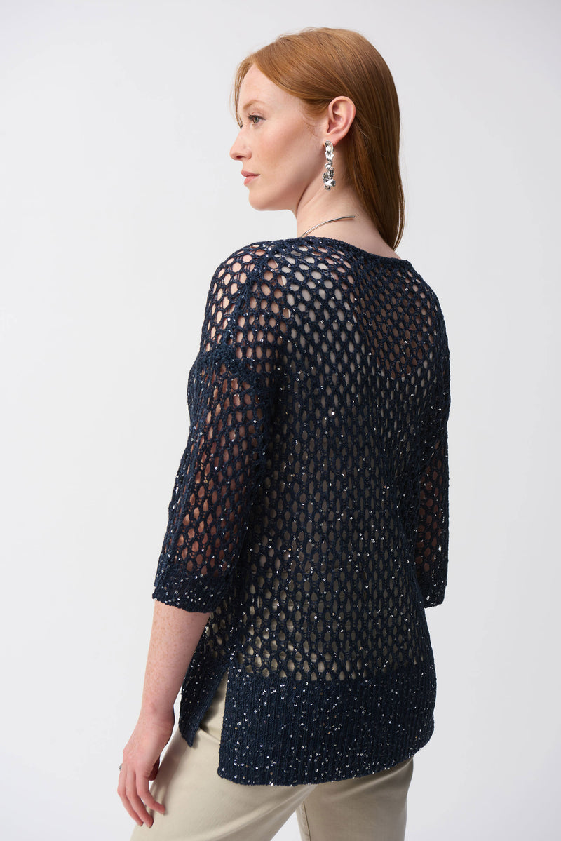 OPEN STITCH SEQUIN SWEATER