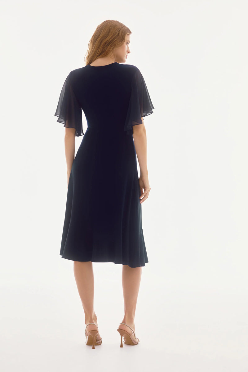 CHIFFON WRAP DRESS NAVY