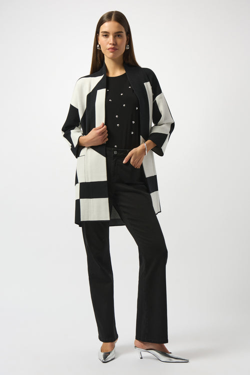 JACQUARD COLOUR BLOCK COVER UP SWEATER