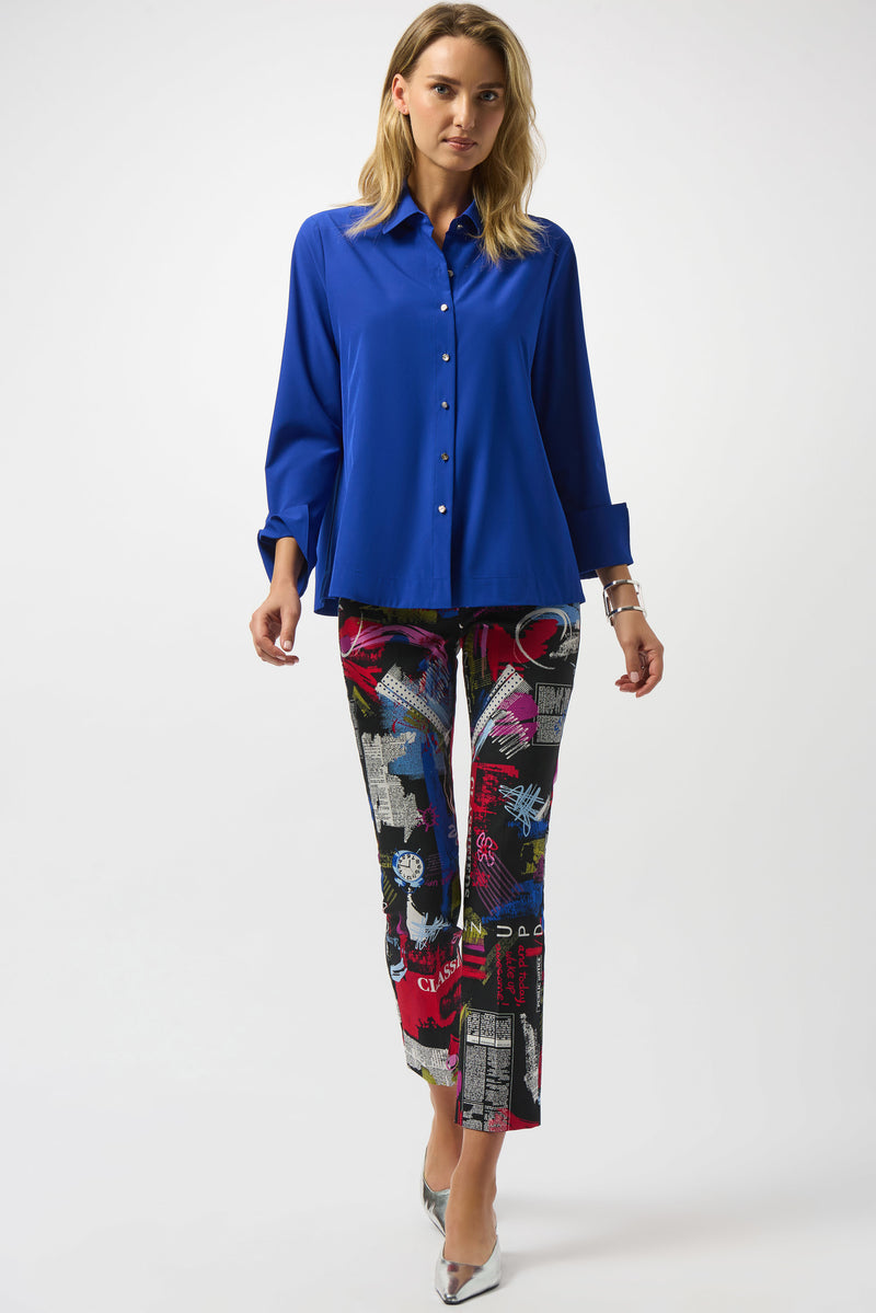 STRETCH POPLIN ZIP BACK BLOUSE