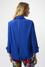 STRETCH POPLIN ZIP BACK BLOUSE