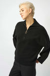 BOXY PULLOVER ZIP COLLAR BLACK