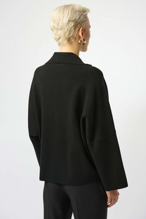 BOXY PULLOVER ZIP COLLAR BLACK