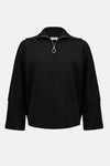 BOXY PULLOVER ZIP COLLAR BLACK