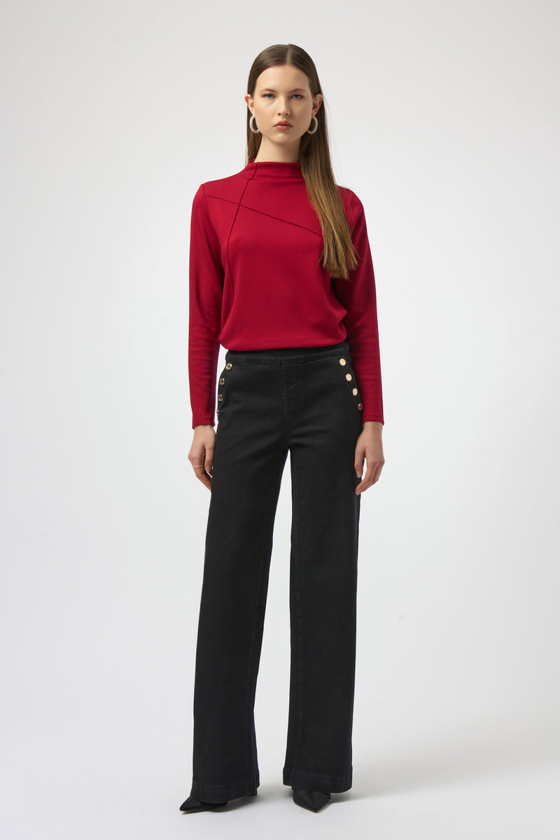 SCUBA JERSEY TOP DEEP CHERRY
