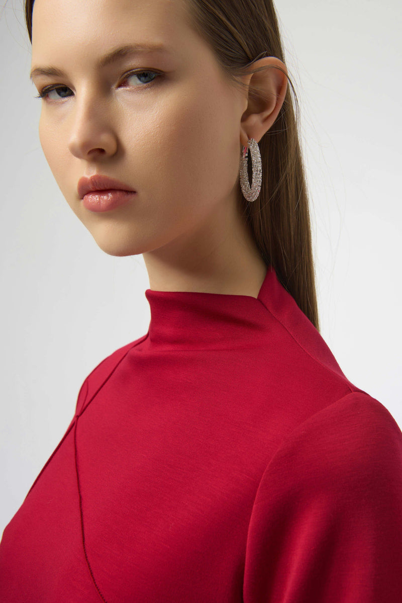 SCUBA JERSEY TOP DEEP CHERRY