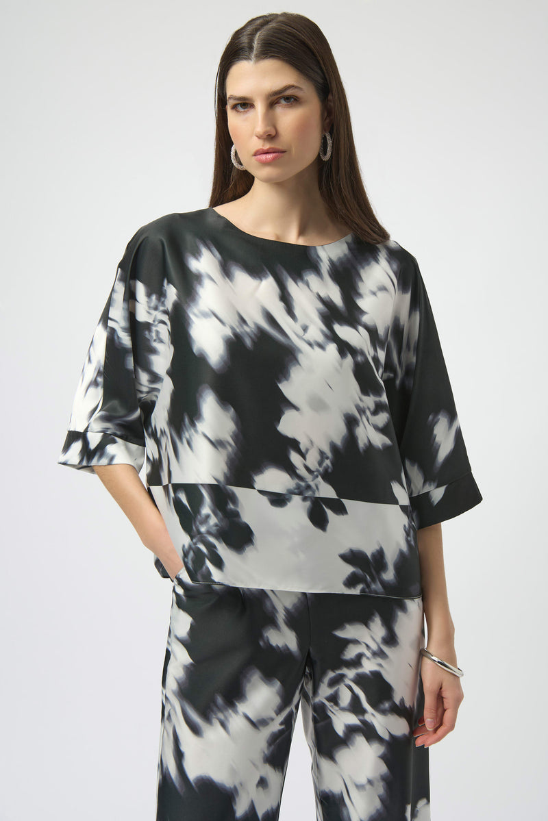 SATIN FLORAL BOXY TOP