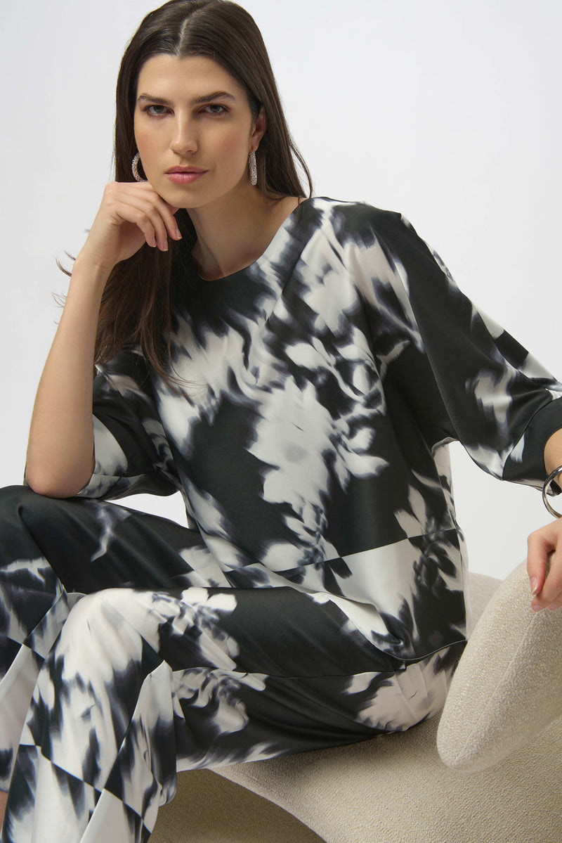 SATIN FLORAL BOXY TOP