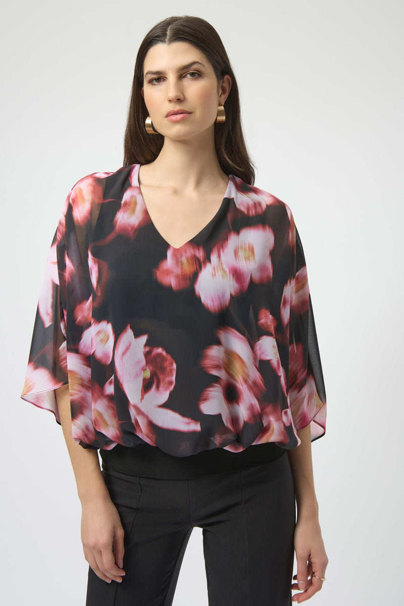 SILKY KNIT FLORAL BOXY TOP