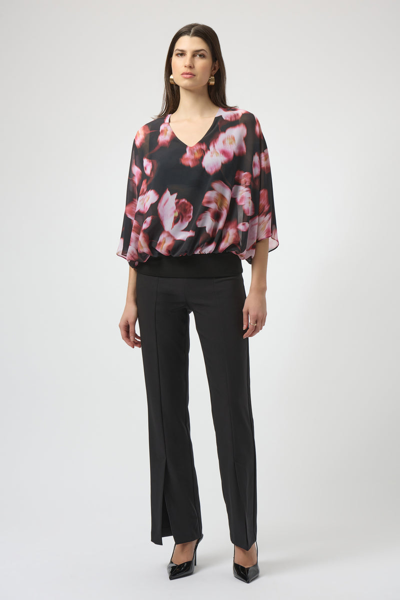 SILKY KNIT FLORAL BOXY TOP