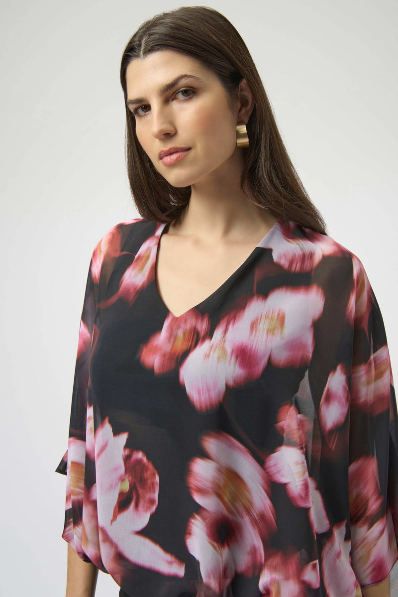 SILKY KNIT FLORAL BOXY TOP