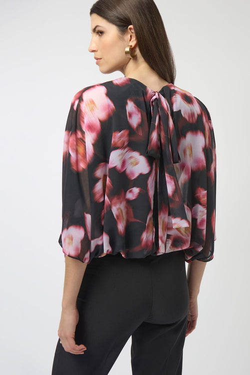 SILKY KNIT FLORAL BOXY TOP