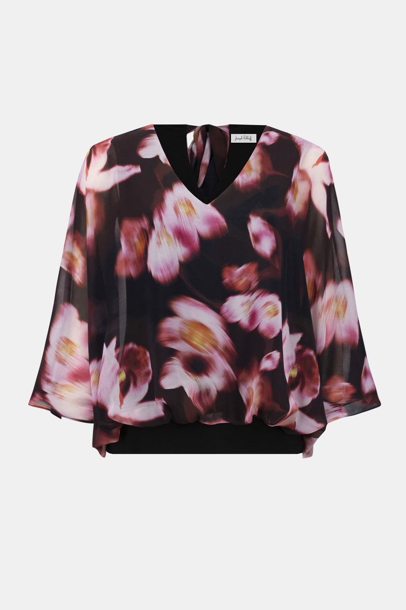 SILKY KNIT FLORAL BOXY TOP