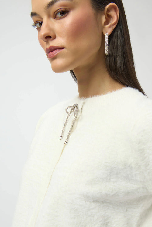 CARDIGAN W RINESTONE BOW