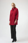 KNIT COAT W OVERLAP COLLAR DEEP CHERRY