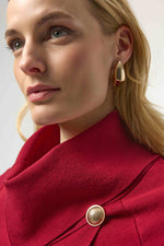 KNIT COAT W OVERLAP COLLAR DEEP CHERRY