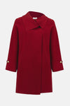 KNIT COAT W OVERLAP COLLAR DEEP CHERRY