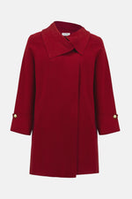 KNIT COAT W OVERLAP COLLAR DEEP CHERRY
