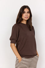 BANU 3/4 SLEEVE TOP HOT FUDGE