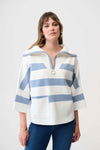 STRIPE BOXY SWEATER W STRIPE COLLAR