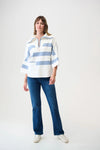 STRIPE BOXY SWEATER W STRIPE COLLAR