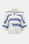 STRIPE BOXY SWEATER W STRIPE COLLAR