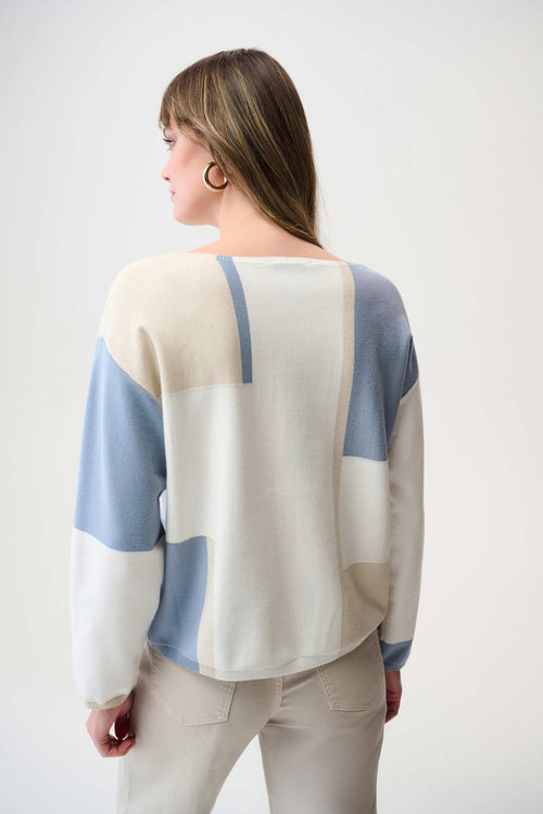 BRUSHED YARN COLOR BLOCK SWEATER