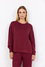 BANU SIDE SLIT PULLOVER DARK RED