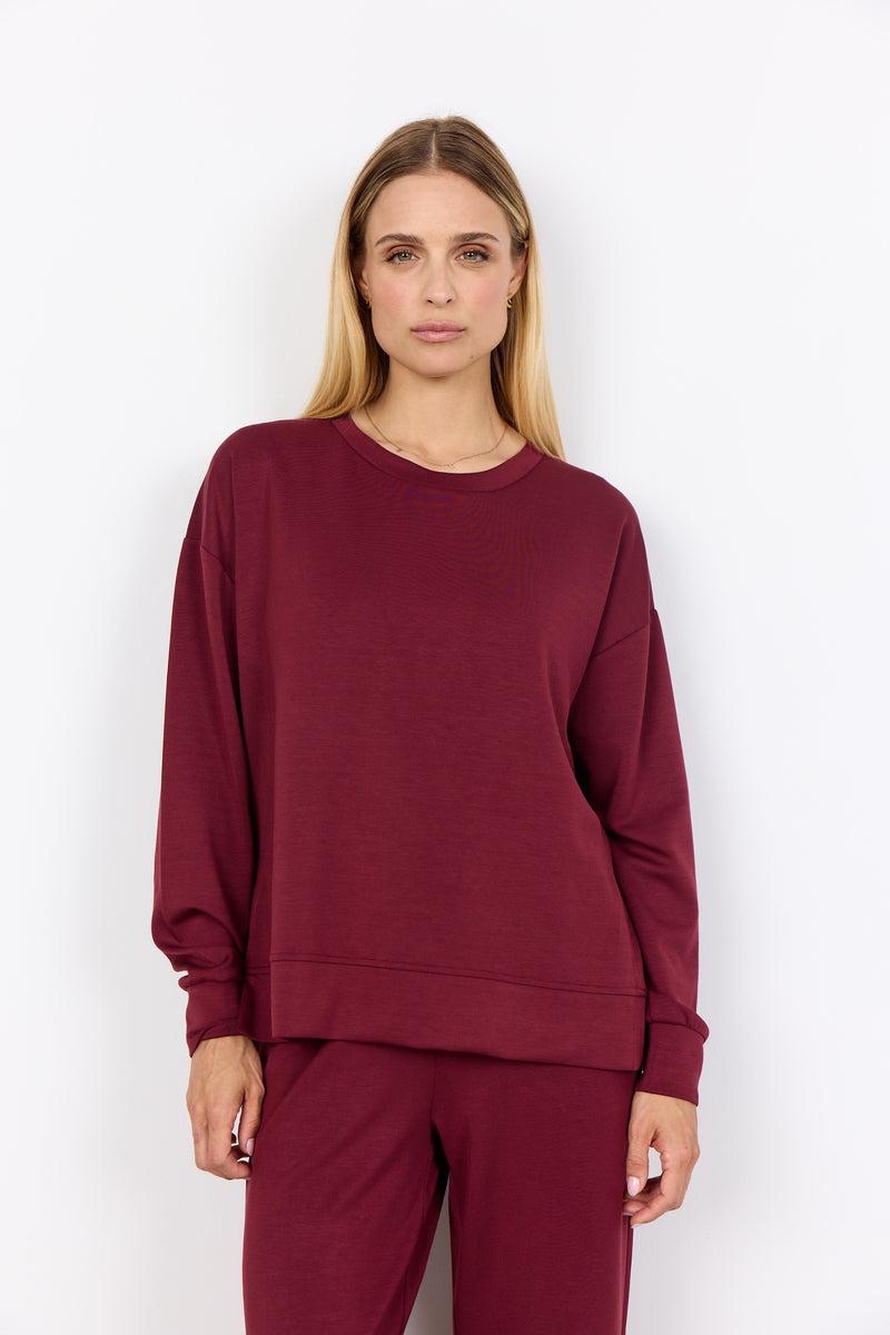 BANU SIDE SLIT PULLOVER DARK RED