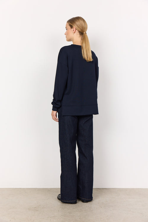 BANU SIDE SLIT TOP NAVY