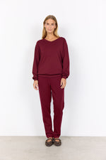 BANU VNECK TOP DARK RED