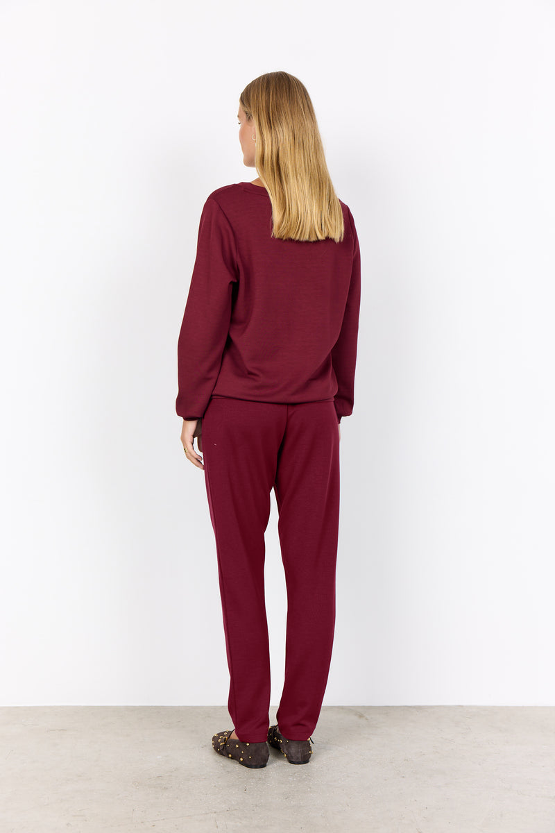 BANU VNECK TOP DARK RED
