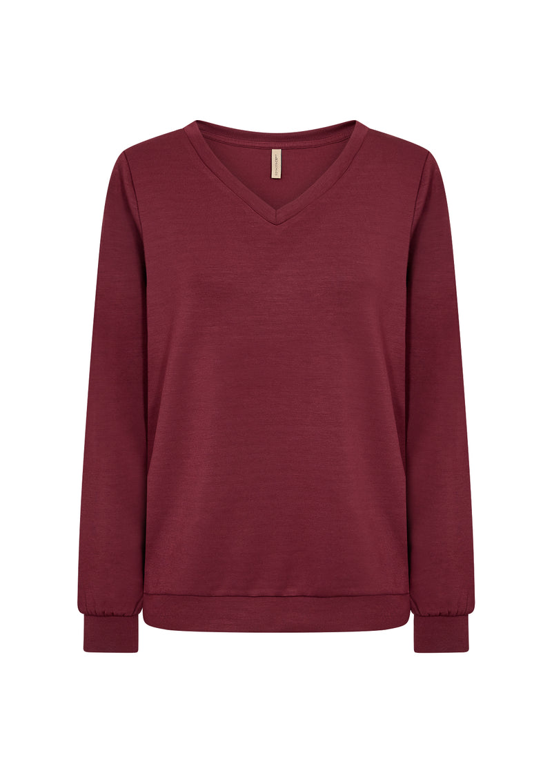 BANU VNECK TOP DARK RED