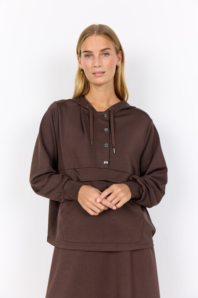 BANU HOODED PULLOVER HOT FUDGE