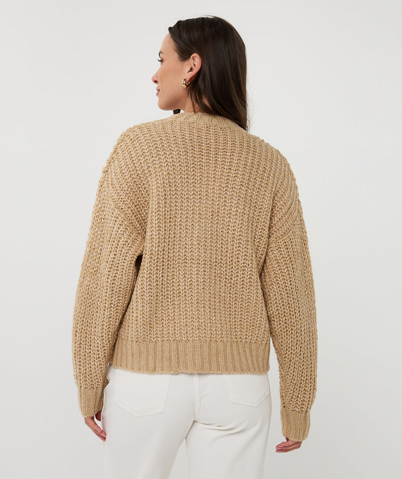 OVERSIZED LUREX CARDIGAN LIGHT SAND