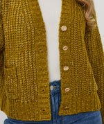 OVERSIZED LUREX CARDIGAN GOLDEN OLIVE