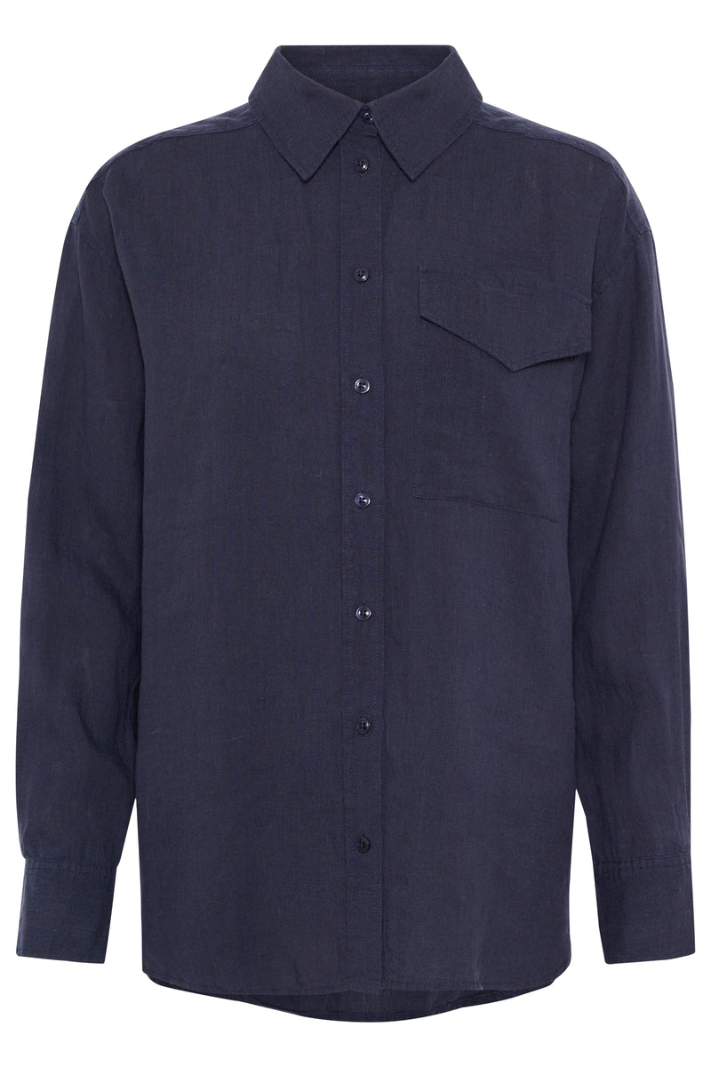 NUVIN LINEN SHIRT NAVY