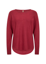 BUTTON BACK SWEATER RED MELANGE