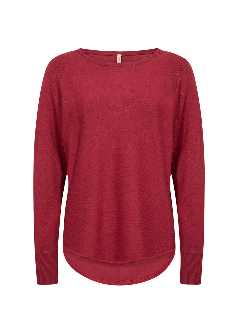 BUTTON BACK SWEATER RED MELANGE