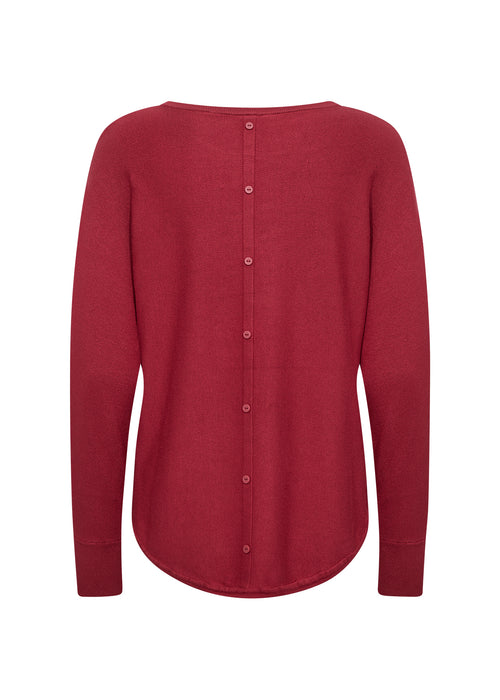 BUTTON BACK SWEATER RED MELANGE