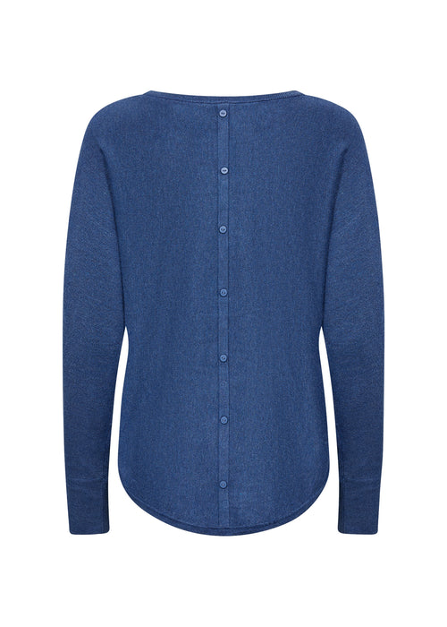 BUTTON BACK SWEATER ESTATE BLUE