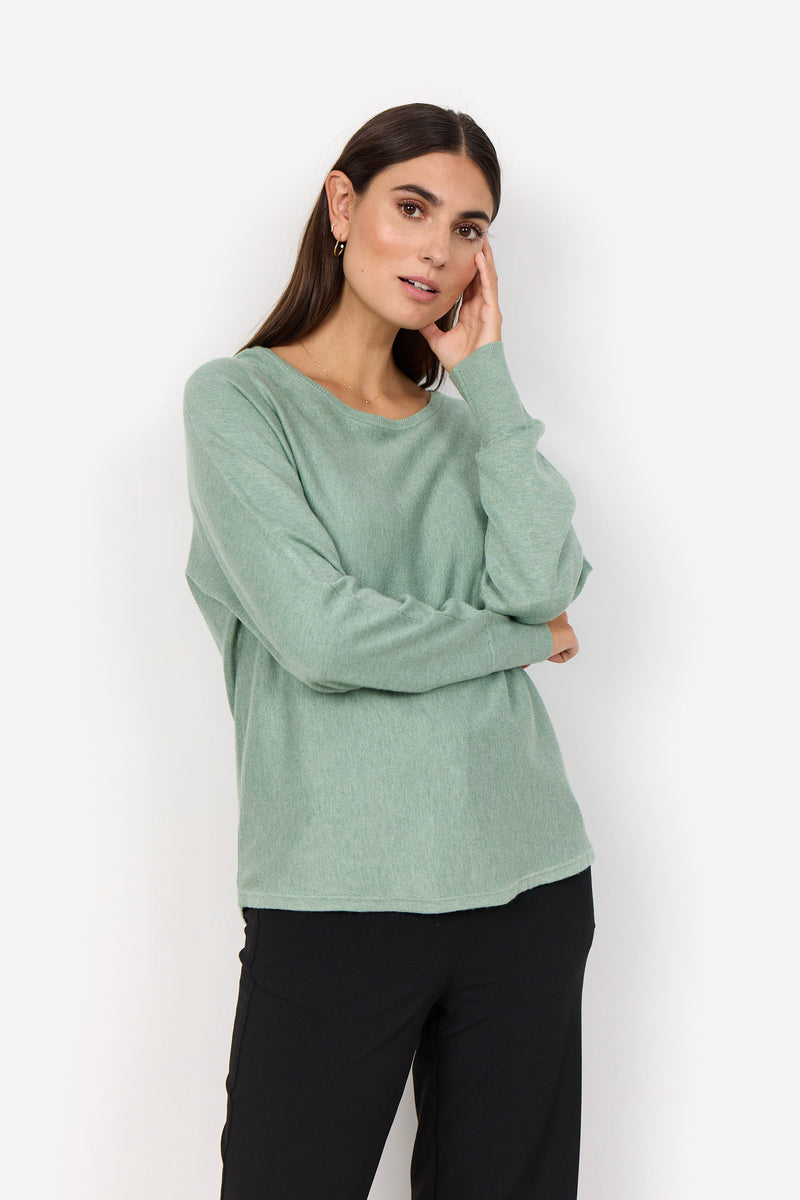 DOLLIE BUTTON BACK SWEATER MINERAL GREEN