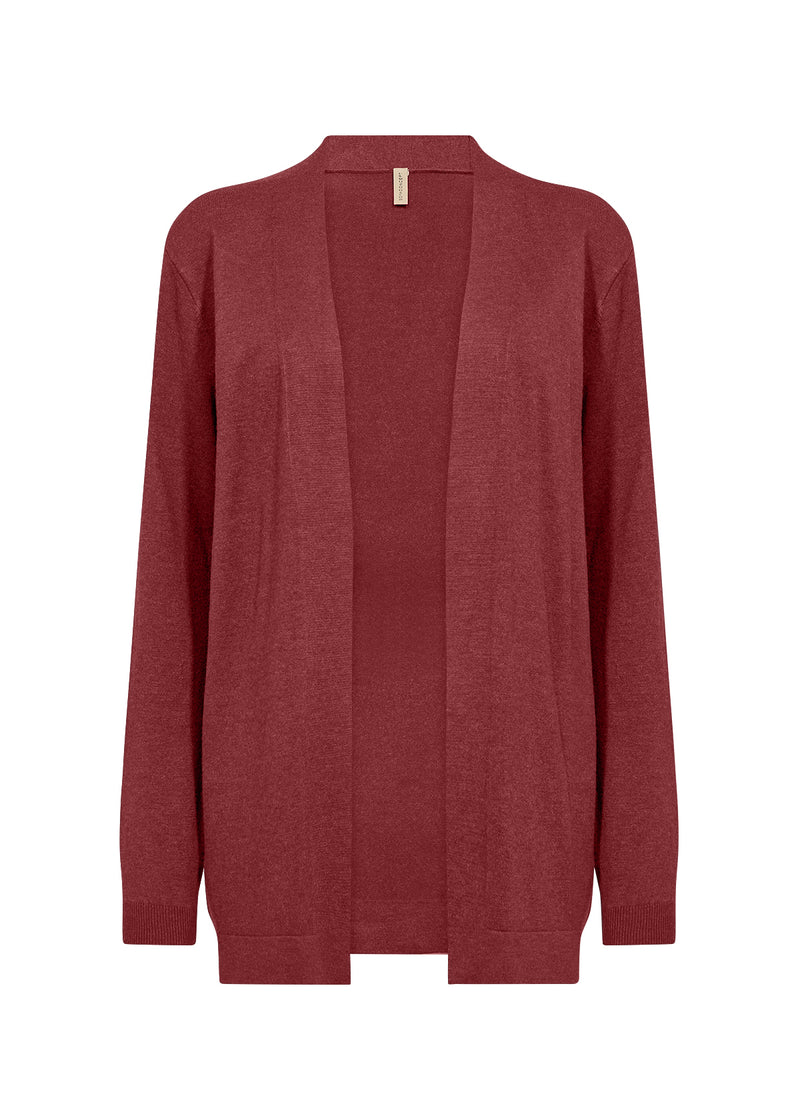 DOLLIE OPEN FRONT CARDIGAN DARK RED