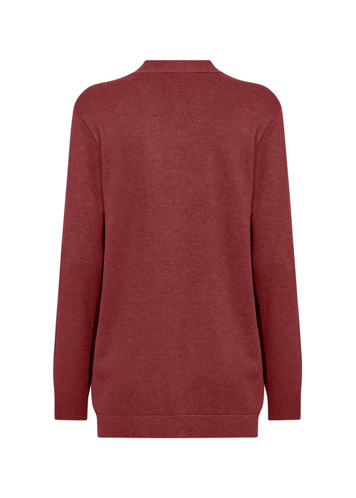 DOLLIE OPEN FRONT CARDIGAN DARK RED