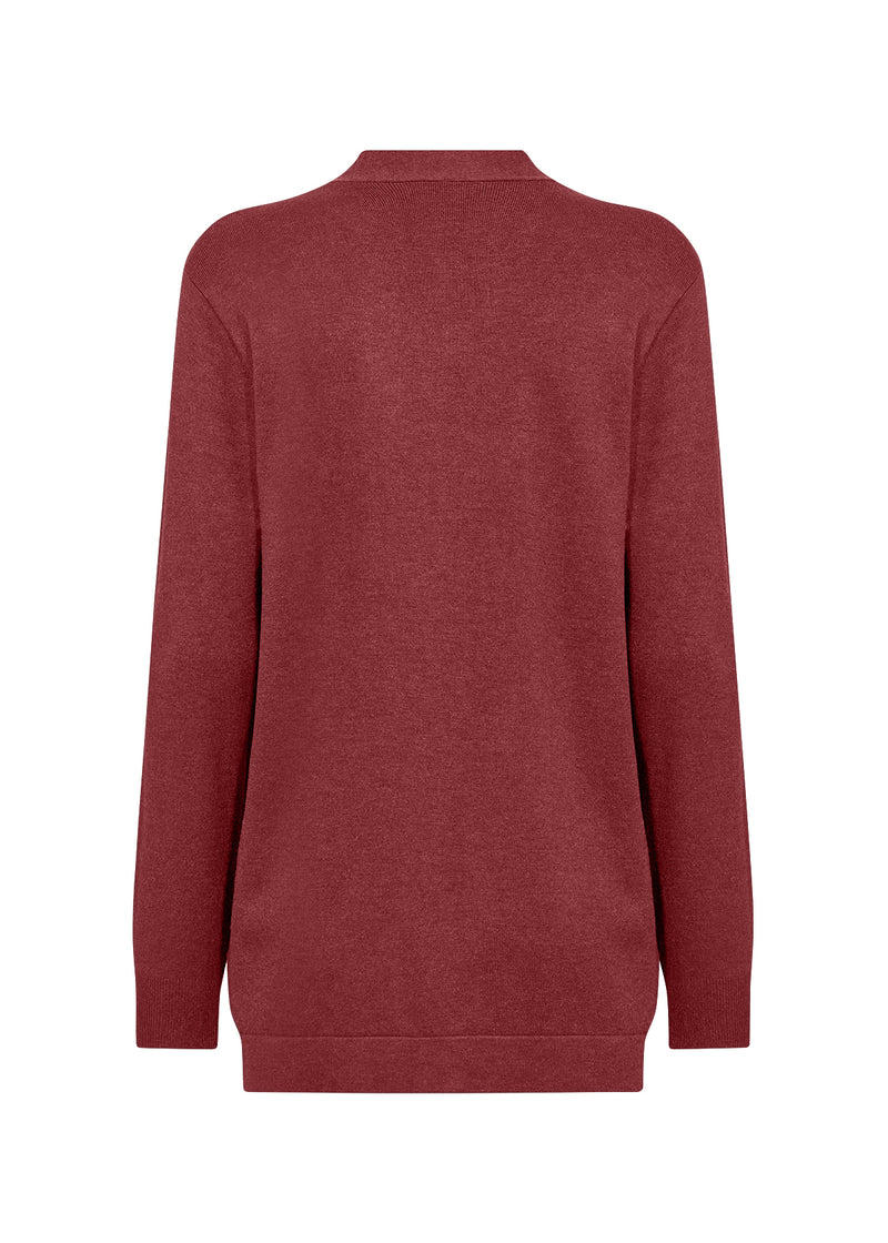 DOLLIE OPEN FRONT CARDIGAN DARK RED