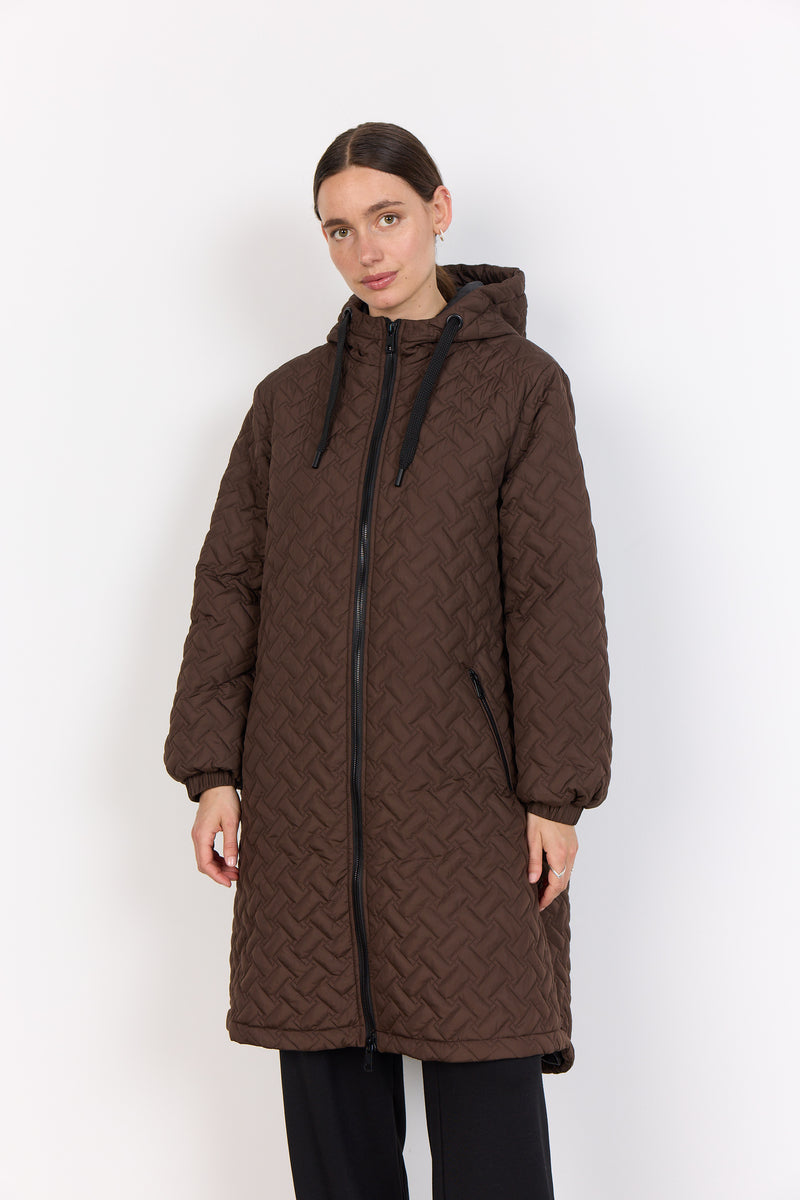 FENYA HOODED COAT HOT FUDGE