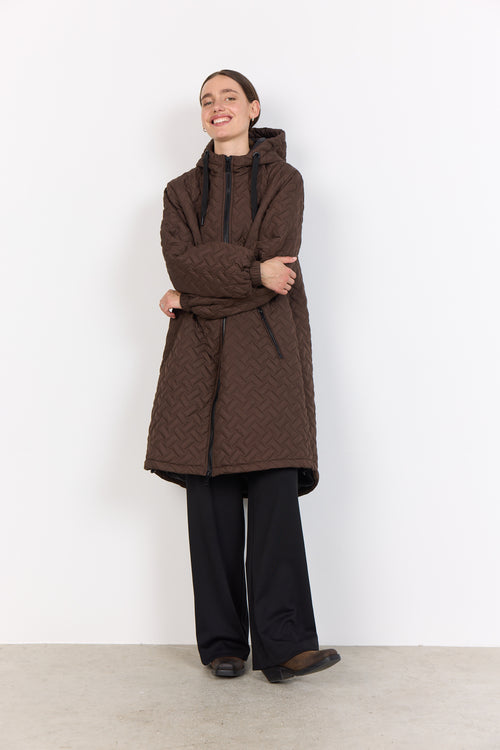 FENYA HOODED COAT HOT FUDGE